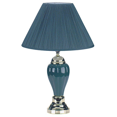Teal Blue and Gold Ceramic Urn Table Lamp